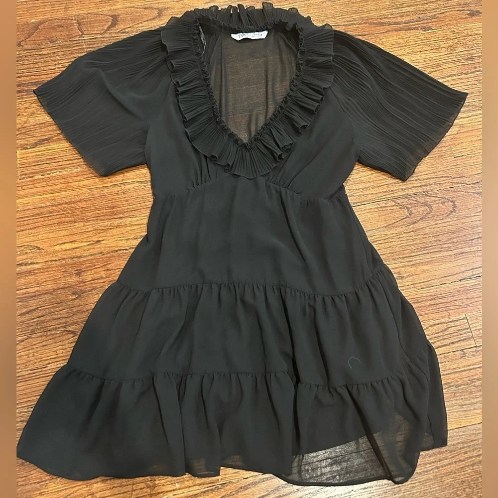 Zara Sheer Ruffle Flouncy Mini Dress